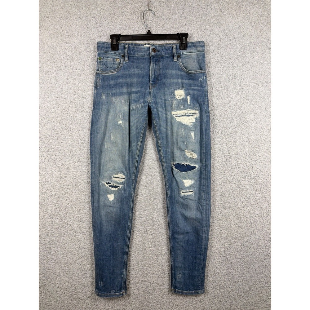 Scotch & Soda Skim Jeans Men's 32x32 Slim Tapered Distressed Ripped Blue Denim
